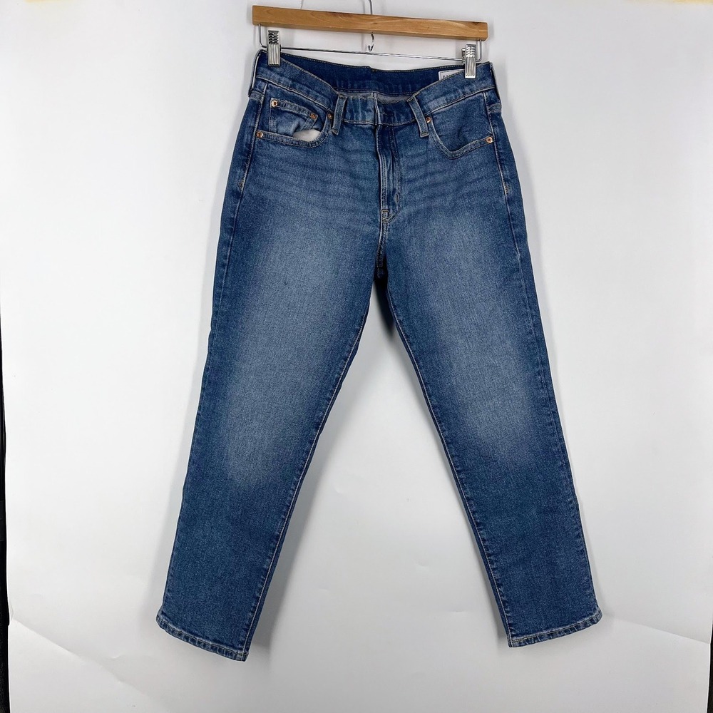 Gap Womens Mid Rise Slim Taper Jeans Wash Blue Denim Stretch Mid Rise 27/4R